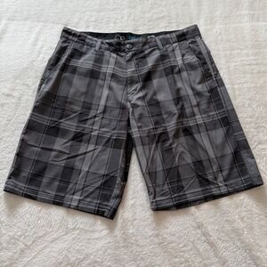 OP Flex 4 Way Stretch Plaid Golf Shorts Mens 36 Black Gray Performance